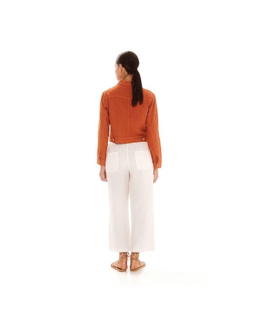 Haris Cotton White Neutrals Linen Jacket With Long Sleeves Beach Sand