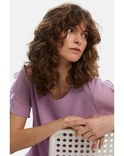 James Lakeland Purple Short Sleeve Wave Hem Dress Lilac