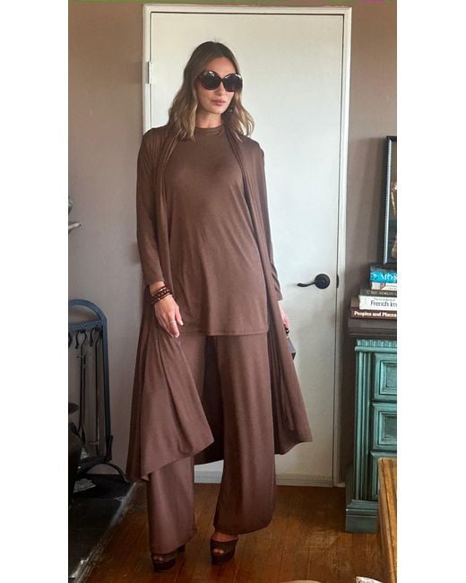 Jennafer Grace Brown Cacao Ribbed Lounge Set