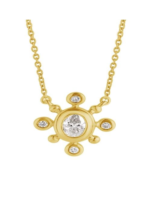 Artisan Metallic 14K Oval Diamond Starburst Pendant Necklace