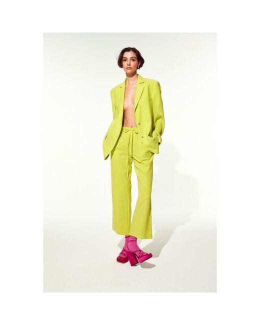 NAZLI CEREN Yellow Kyra Cropped Trousers