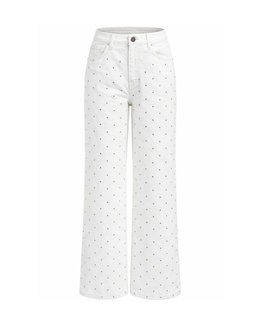 Exquise White Neutrals Lilyy High Waisted Wide Leg Denim Jeans