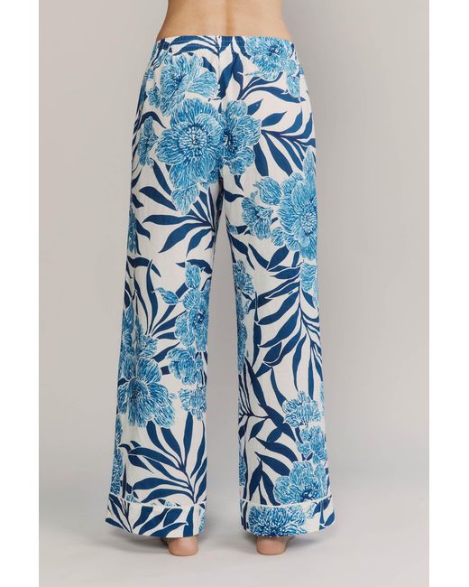 Kato Blue Colony Capri Cotton Pajamas