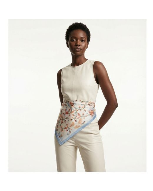 Jessie Zhao New York White Baroque Blossom Double Sided Silk Scarf