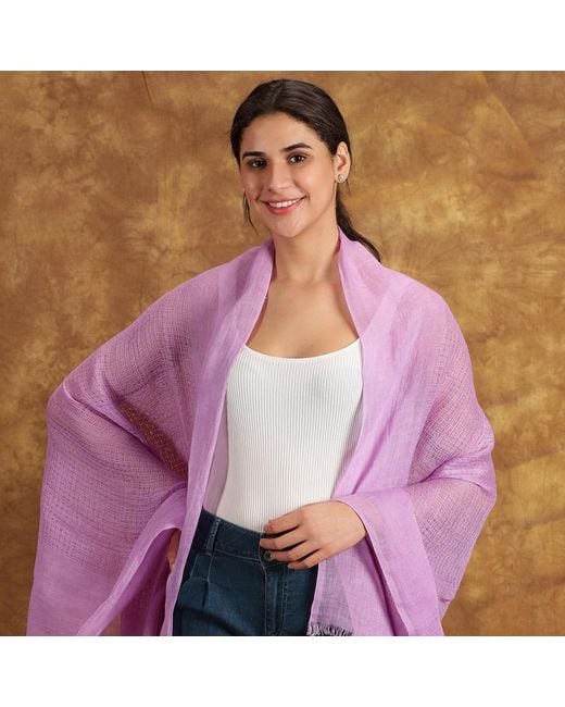 Heritagemoda Purple Handmade Lilac Linen Scarf