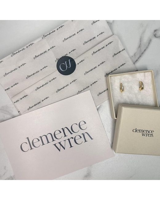 Clemence Wren Green Huggie Earrings With Pave Gemstone Charm