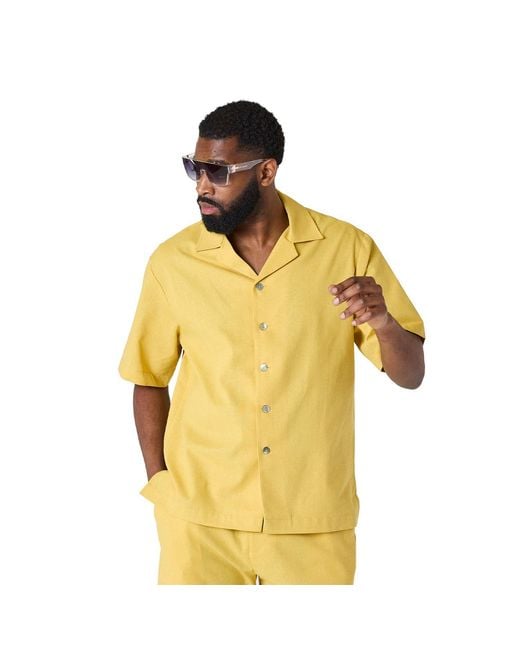 DAVID WEJ Yellow Kingston Linen Blend Shirt for men