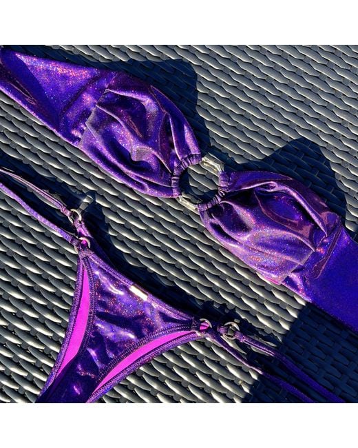 Enez Swim Purple Mira Thong Bikini Bottoms