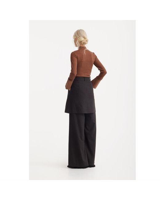 Julia Allert Brown Warm Top With Cuffed Sleeves Melange