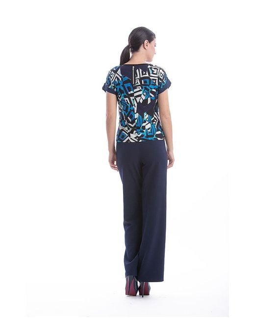 Conquista Blue Sleeveless Print Top