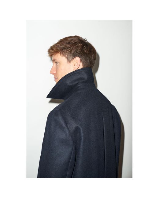 Hegarty Blue Single Breasted Cashmere Overcoat for men