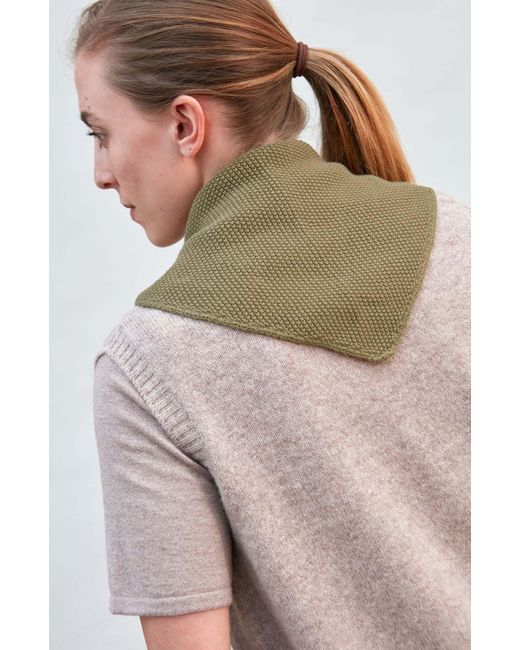Paul James Knitwear Green Cotton Beault Textured Triangle Scarf