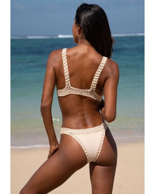 Luxsea Swimwear Metallic Neutrals Sardinia Sand Textured Crochet Bikini Bottom