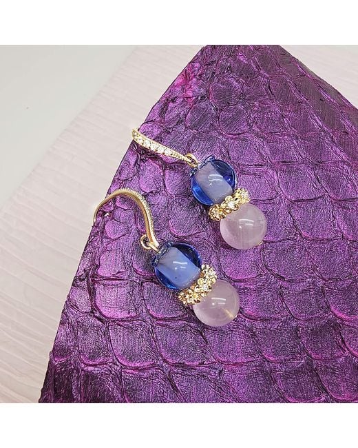 Farra Blue Amethyst With Berry Dangle Earrings