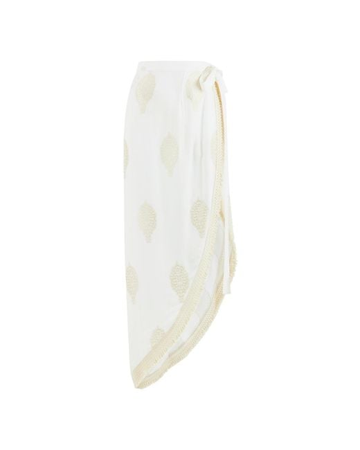 Lilamie White Larissa High Waisted Long Summer Pareo Skirt