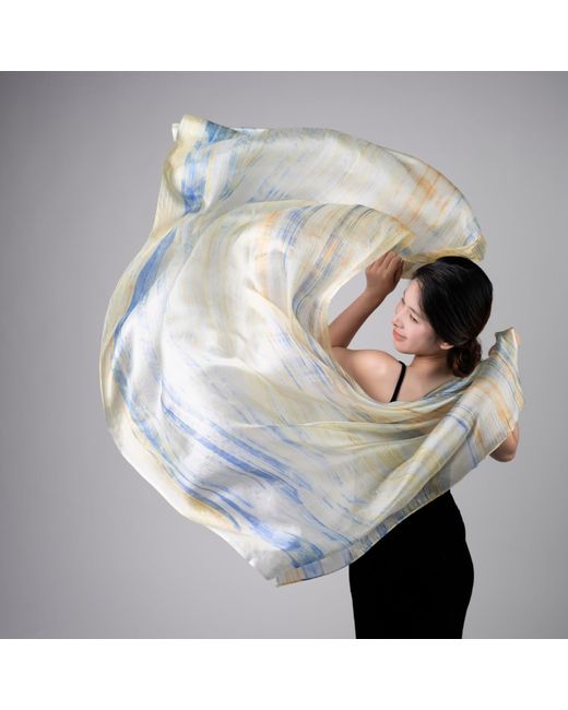 Silk and Bears Metallic Sunlight Brushstroke Habotai Silk Scarf – Hand-Dyed Mulberry Silk