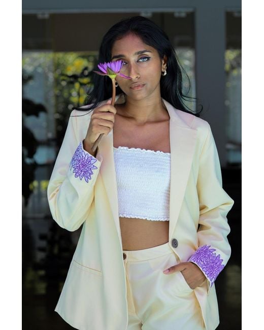 Celeste Mendis Natural Neutrals Manel Blossom Embroidered Suit Set