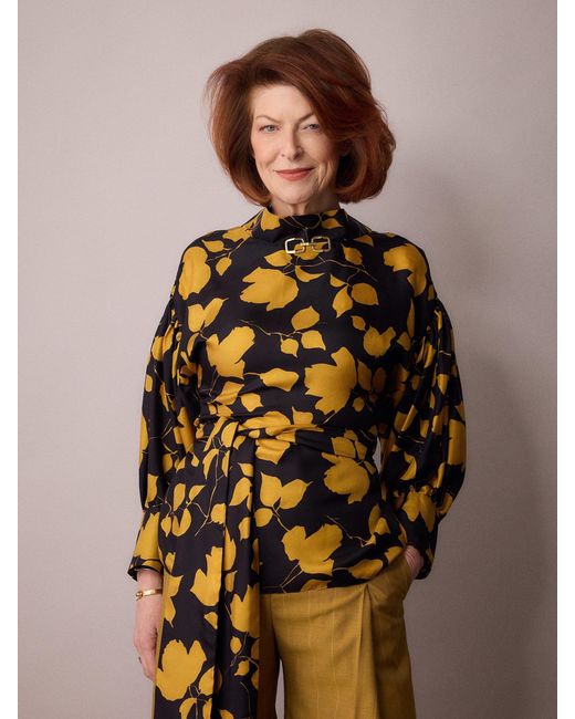 Amanda Thompson Couture Yellow Wren Blouse Silk & Floral