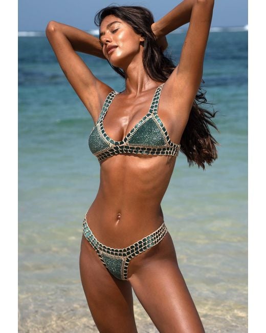 Luxsea Swimwear Green Cozumel Lurex Crochet Bikini Bottom