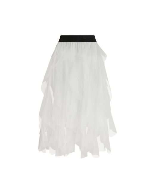 James Lakeland White Organza Ruffled Skirt