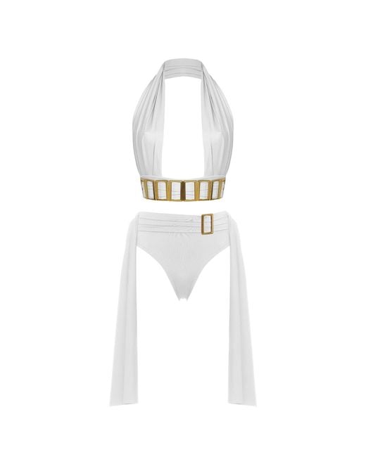 ANTONINIAS Black Amaze High Waisted Swimwear Bottom With Decorative Belt And Golden Buckle