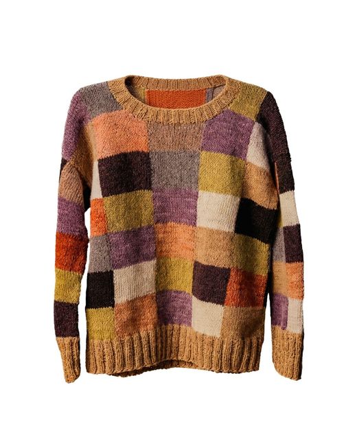 Charkha & Loom Brown Monal Patchwork Pullover Multicolour