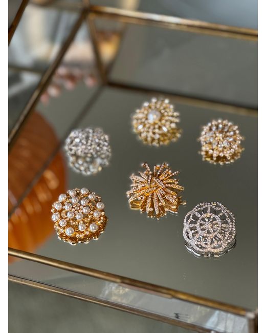 Emma Holland Jewellery Metallic Crystal & Pearl Brooch