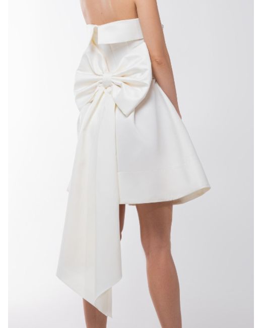 Tia Dorraine White Wild Flower Flared Satin Mini Dress Pearl