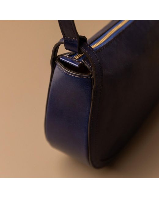 Time Resistance Blue Leather Hobo Bag For
