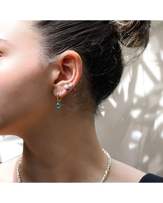 Ebru Jewelry Blue Huggie Hoop Earring