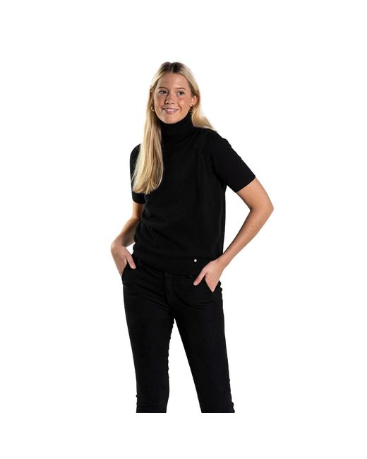 tirillm Black Alexa Short Sleeve Turtle Pullover