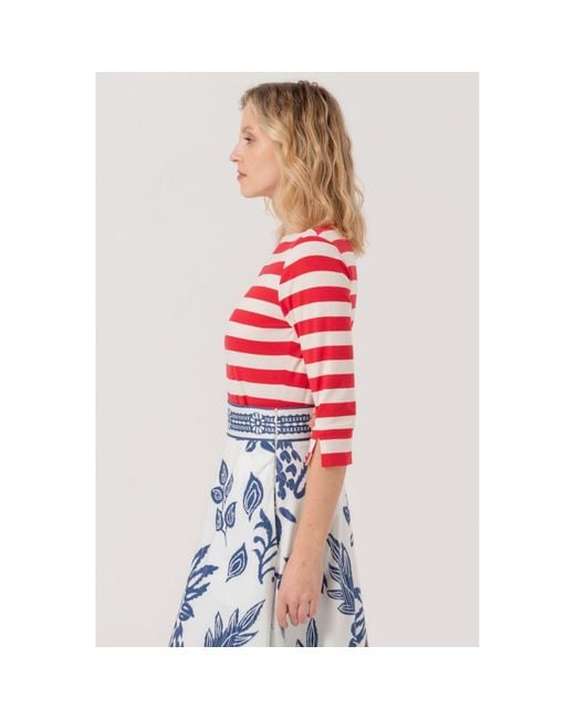 Marianna Déri Red Top With Boat Neckline Striped