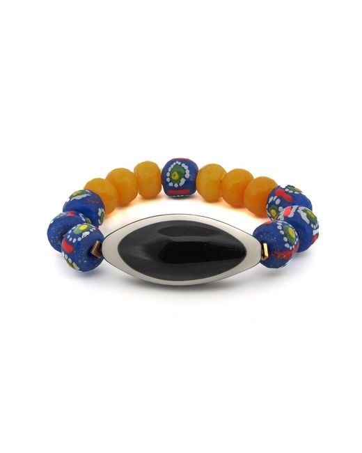 Ebru Jewelry Blue Evil Eye Beaded Chunky Bohemian Bracelet