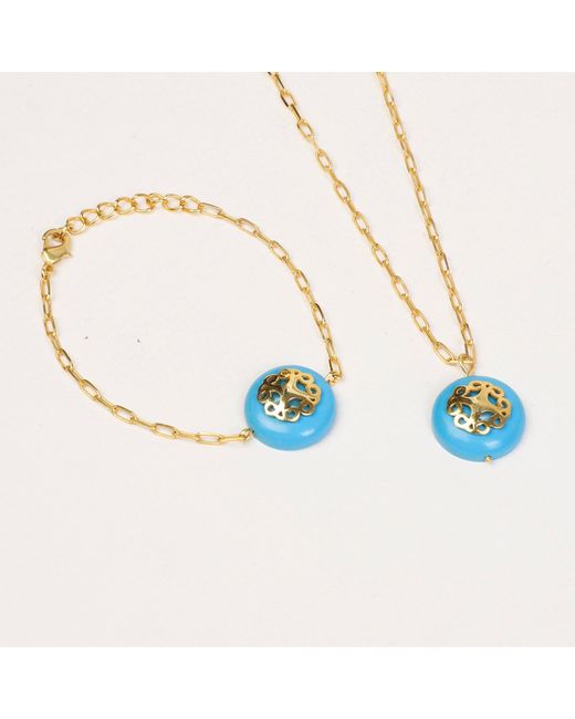 Lila Rasa Blue Stone Bracelet With Filigree
