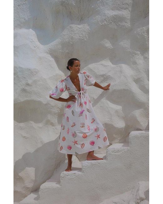 Palm Collective Pink Corsica Shell Maxi Dress