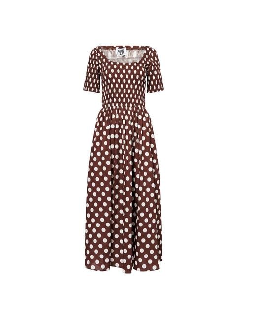 Amy Lynn Purple Matilda Pure Cotton Polka Dot Midi Dress