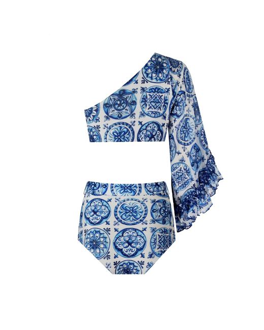 Nur Karaata Blue Kelly Bleu Blanc Bikini Set