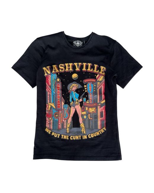 Any Old Iron Black Cuntry Color Cotton T-Shirt