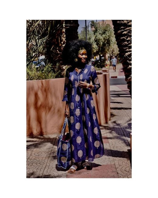 At Last Blue Cotton Annabel Maxi Dress