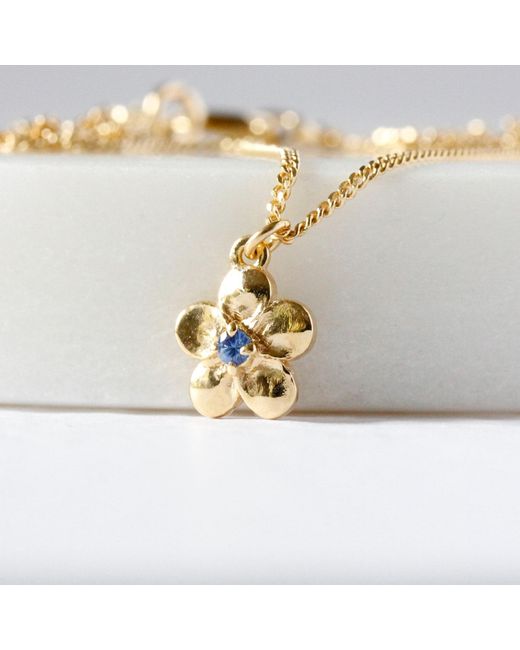 Lee Renee Metallic Forget Me Not Necklace – Single Sapphire–