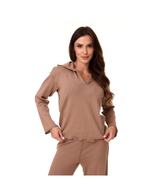 Mandragora Natural Neutrals Cappuccino Comfy Hooded Cotton Sweatshirt