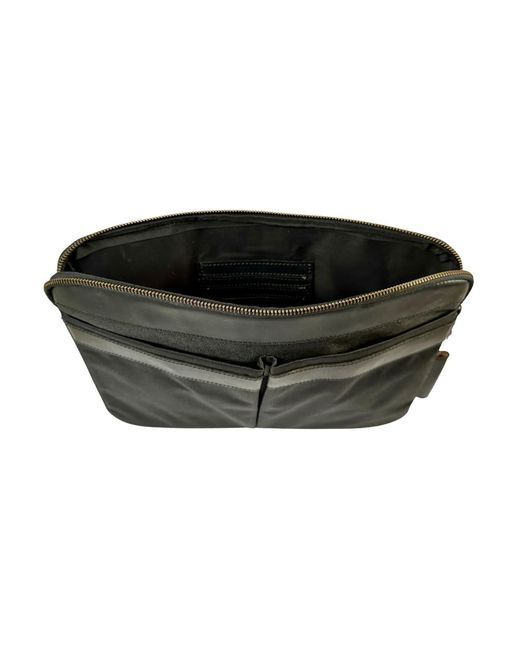 VIDA VIDA Black Leather Trim Laptop Travel Pouch