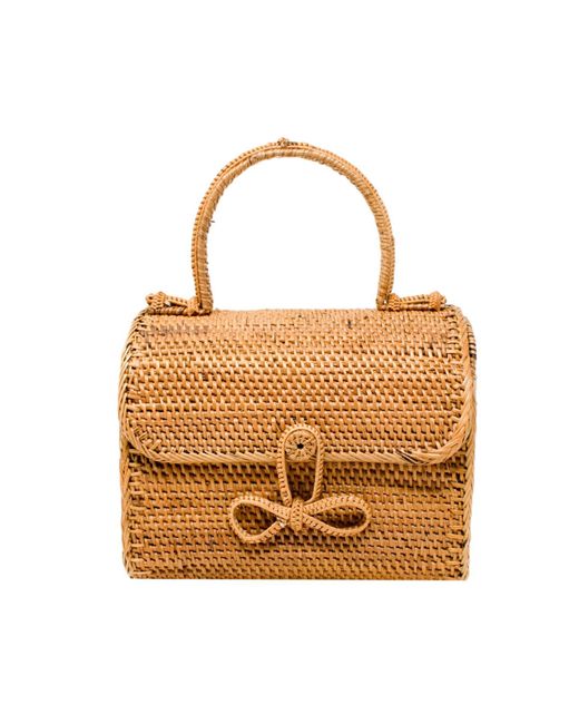 Poppy & Sage Linen Alice Rattan Handbag in Metallic | Lyst