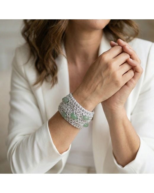 Hilo De Mar Gray Narrow Bracelet With Crystal