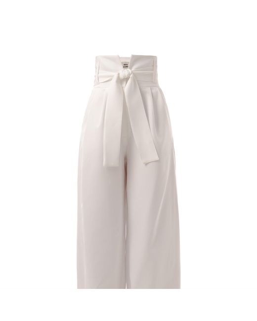 Julia Allert White High Waist Long Wide Leg Trousers –