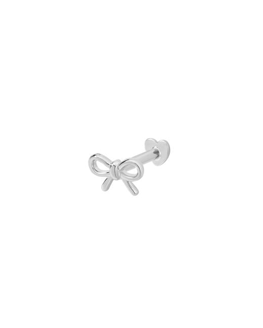 Vanhi White 14K Solid Bow Tie Flat Back Stud