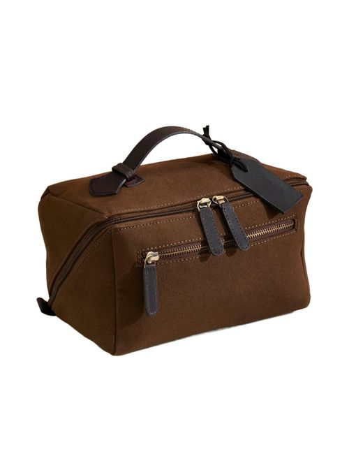 Posh Totty Designs Brown Dark Canvas Lay Flat Wash Bag for men