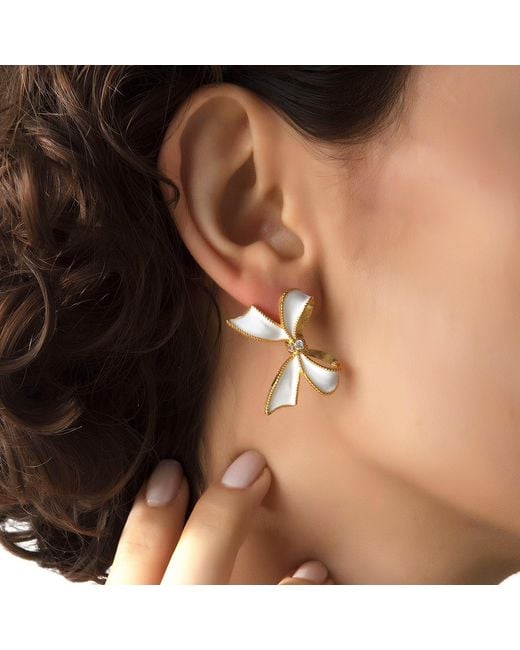 Milou Jewelry White Bow Earrings