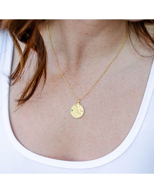 Azura Jewelry New York Metallic Scorpio Zodiac Mantra Necklace Vermeil