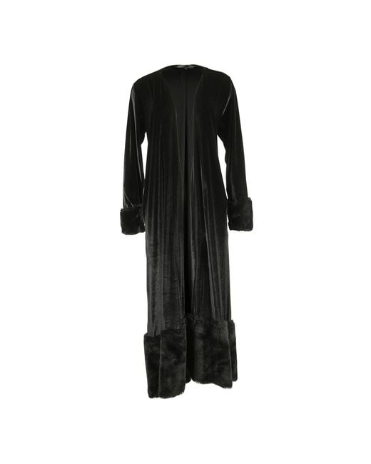 Jennafer Grace Black Velvet Faux Fur Cuff Coat